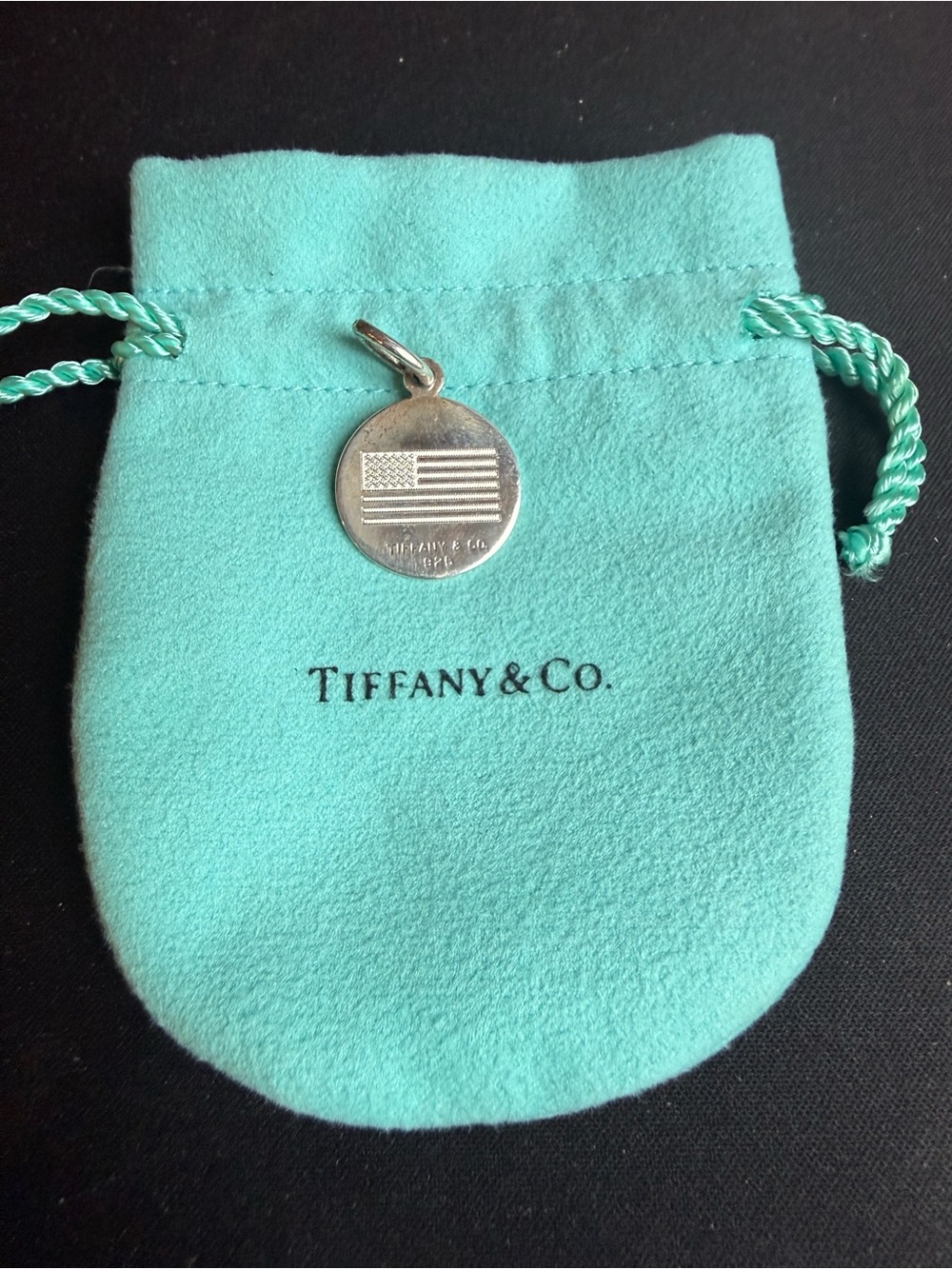 Tiffany & Co. Sterling Silver American Flag Charm Pendant